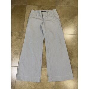 Gap Women's Wide Leg Chino Pants Sz 4 Ankle Striped Blue White Twill